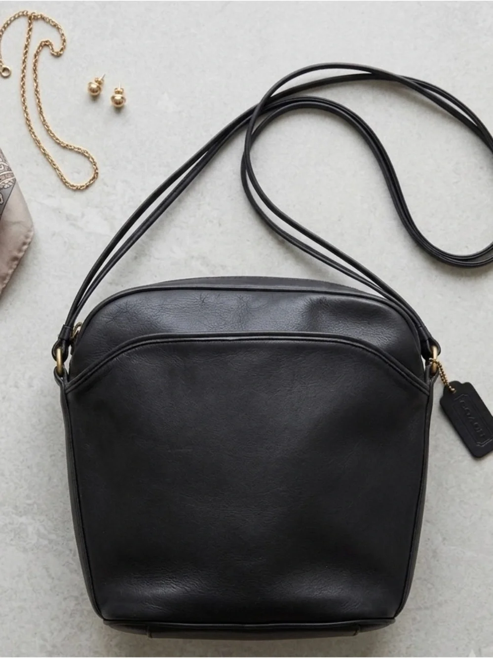 Vintage Coach Crossbody leather bag, made in the USA, authentic glove-tanned
